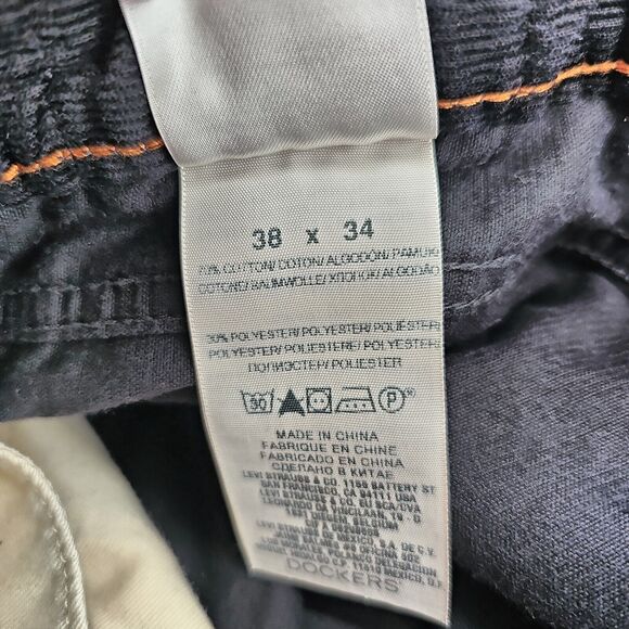 Dockers Corduroy Pants Men's 38x34 Black Straight Fit Flat Front‎ Chino 5 Pocket - Picture 6 of 14